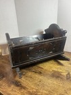 Vintage Wooden Doll Rocking Cradle Monogram M Dark Stain 10    Folk Decor