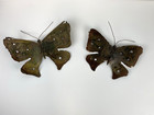 Rustic Vintage Brass Or Copper Butterflies Wall Art Set Of 2