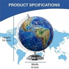 Physical 8 Inch World Map Rotating Globe On Chrome Stand With Home D  cor Globe