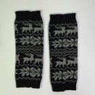 Nordic Fair Isle Knitted Leg Warmers Gray Deer