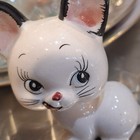 Vintage White Kooky Kitty With Black Ears   Tail Japan Kitsch Mcm Cat 3 25 