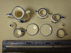 Lot Of 9 Vintage Miniature Blue White Delft Porcelain Tea Set Dollhouse Windmill