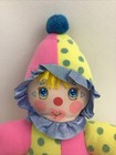 Amtoy Crib Pals Baby Plush Clown Vintage Pink Yellow Polka Dots Rattle 9    1988