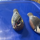 2 Vintage Small Wooden Duck Hand Crafted Hand Painted 6  X 3  Tall