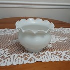 Antique Milk Glass Petticoat Ruffled Edge Lamp Lighting Shade 4in Fitter Nice  