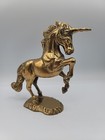 Vintage Brass Unicorn Figurine Statue Prancing Rearing 6 5  Gold Tone Mythical