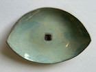 Bob Nash Big Sur California Studio Art Pottery Turquoise Blue Oval Bowl Signed