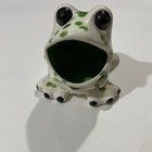 Vintage Handmade Ceramic Frog Kitchen Sponge Scrubby Holder White Polka Dots