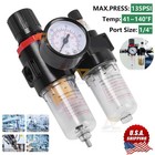 1 4  Air Pressure Regulator Compressor Oil Water Separator Filter With Gauge Us