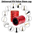 4-piece Anodized Aluminum-plastic Composite Tire Valve Stem Caps With Red 