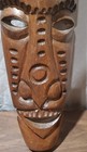 Large Vintage Hand Carved Wooden Tribal Mask - Tiki Wall Art Decor 29 x6 