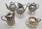 Adorable Sterling Silver Filigree Miniature Dollhouse Tea Set Service 26 6g