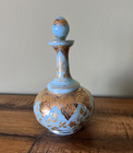 Antique Vintage Blue Opaline Gilded  Perfume Bottle  3 On Bottle   Stopper