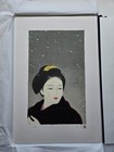 Yoshio Takagi Original Japanese Lithograph Prints Snow  Moon  And Flower
