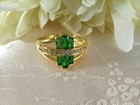 2 80ct Lab-created Green Emerald Vintage Art Deco Ring 14k Yellow Gold Plated