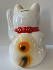 New Japanese 10  Tall  Lucky Maneki Neko Cat Coin Bank ceramic Figurine