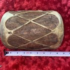 Native American Wood Log Tribe Drum Double Sided  8 1 2    X 6 1 2   