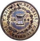  1864  New York Ny-630-k-9d  r-7  Civil War Token T Brimelow G Washington