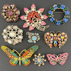 Lot Of 9 Vintage Rhinestone Brooches - Quality Artisan Wearable Mixed Colors