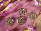 Victorian Metal Enamel Buttons Set Of 4 Antique French Fashion Jewelry Champleve