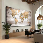 Canvas Wall Art 20   x40 Lagre Map Of The World Painting Ready To Hang Framed Worl