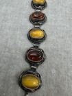 Vtg Two-tone Amber Link Bracelet Egg Yolk Butterscotch Baltic   Brown 7  Notes