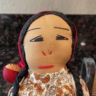 Vintage Handmade Native American Style Cloth Doll   floral Dress  Yarn Braids   8   