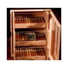 Glass Front Cigar Humidor With Hygrometer And Humidifier - 13 5 Inches Height