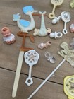 Vtg Baby Shower Craft Party Favors Mini Boy Girl Rattle Bottle Toppers 35pcs