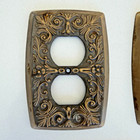 Holton 3051 Ornate Floral Metal Duplex Outlet Cover Plates Lot 5 1950s Vintage