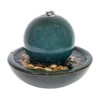 Ceramic Indoor Tabletop Water Fountain With Orb - Teal By Sunnydaze