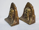 Notre Dame Knute Rockne The Rock Cast Metal Bookends  Antique  Bronze Finish