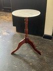 Vtg Marble Top Plant Stand Mahogany Wooden Pedestal Display Table 20 5   tx12   w