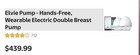 Elvie Hands-free Wearable Silent Double Electric Breast Pump Bpa-free App New