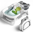 Collapsible Baby Bathtub For Newborns To Toddlers  Soft Cushion  Thermometer  Po