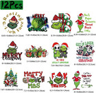 12 Sheets Christmas Iron On Transfers For T-shirts Winter Xmas Heat Transfer Vin