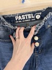 Cute Women   s Pastel Blue Jeans Size 7 High Rise 4 Button 4 Pockets Rip Design