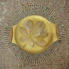 Mcm George Briard Chestnut Leaf Gold Tray Glass Metal Large  16  Atomic Barware