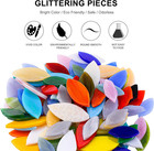 100 Pieces Petal Mosaic Tiles  Hand-cut Stained Glass Flower Leaves Tiles For Ar