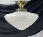Restored Large Antique Vtg Schoolhouse Milk Glass Flush Mount Art Deco 1920s 40s