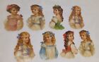 Victorian Style Die Cut Paper Scraps Young Ladies 8 Pieces
