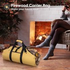 Firewood Carrier Waxed Canvas Log Carrier Sturdy Firewood Bags Heavy Duty Firewo