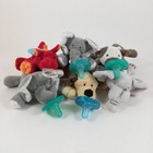 Wubbanub Avent Pacifier Teether Holder Snuggle Plush Elephants Dog Dragon  6 Pc 