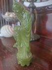 Vintage Chinese Resin Faux Jade  Old Man Wise Figurine Signed Statue 5 1 8  Tall