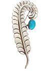 Vintage Native American Navajo Sterling  silver Star  Feather Turquoise Pin