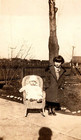 Vintage Old Antique Outdoor Photo Picture Family Girl Baby Wicker Chair Tree