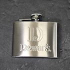 New Old Stock  Dewar s Stainless Steel 4oz Flask Barware Spirits Whiskey Scotch