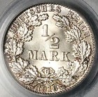 1916-e Pcgs Ms 65 Germany Silver 1 2 Mark Gem Muldenhutten Mint Coin  25112402c 
