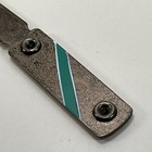 Vintage Metal Letter Opener White Green Stripe Handle 10 