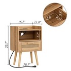 Nightstand With Charging Station Bedside Tables Rattan Drawer Bedroom Furniture